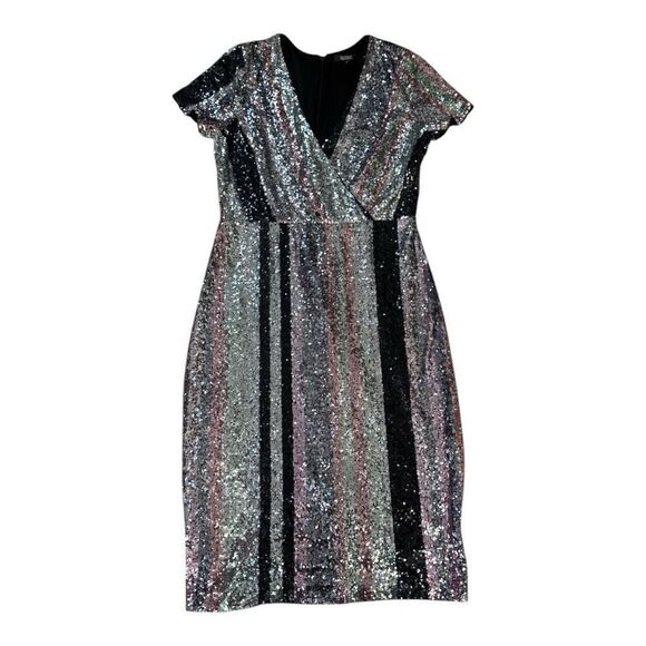 Badgley Mischka Multi Sequin Striped Dress ♥️ - Picture 7 of 10